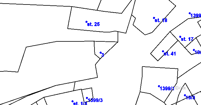 Parcela st. 3 v KÚ Hvozd u Manětína, Katastrální mapa
