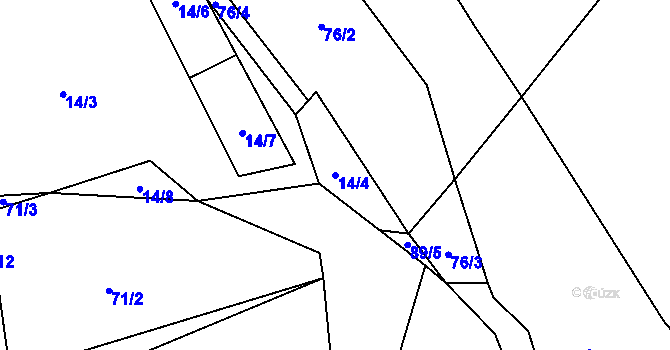Parcela st. 14/4 v KÚ Hvozd u Manětína, Katastrální mapa