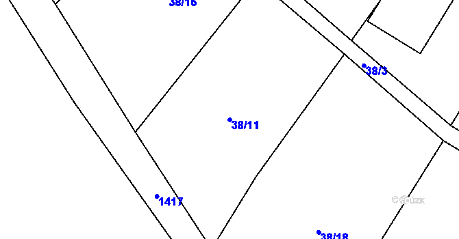 Parcela st. 38/11 v KÚ Hvozd u Manětína, Katastrální mapa
