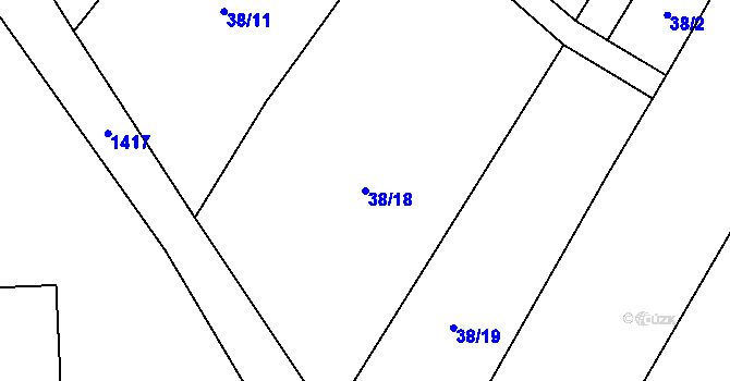 Parcela st. 38/18 v KÚ Hvozd u Manětína, Katastrální mapa