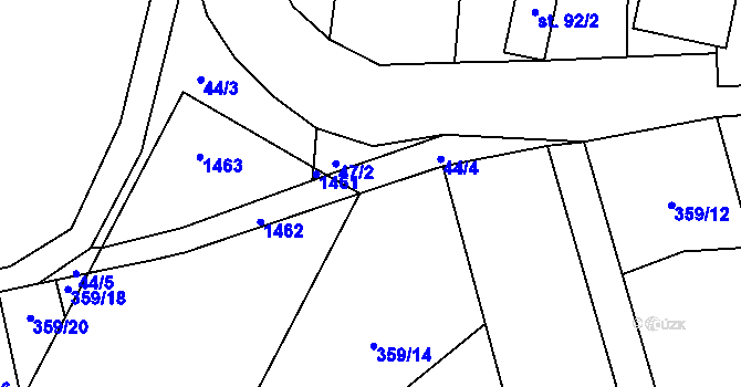 Parcela st. 44/4 v KÚ Hvozd u Manětína, Katastrální mapa
