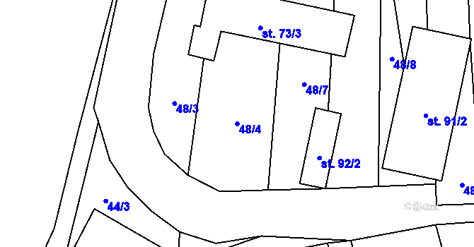 Parcela st. 48/4 v KÚ Hvozd u Manětína, Katastrální mapa