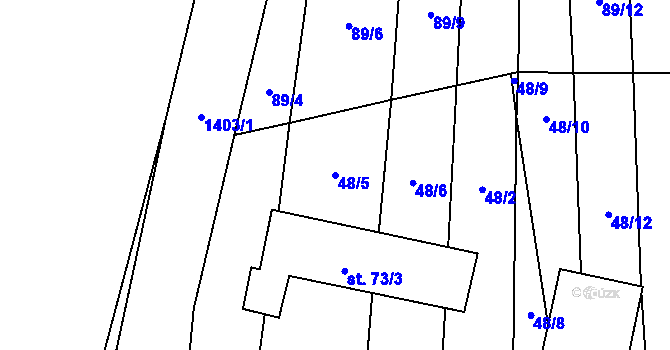 Parcela st. 48/5 v KÚ Hvozd u Manětína, Katastrální mapa