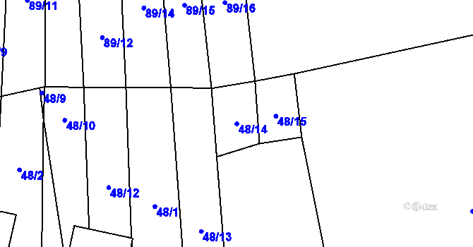 Parcela st. 48/14 v KÚ Hvozd u Manětína, Katastrální mapa