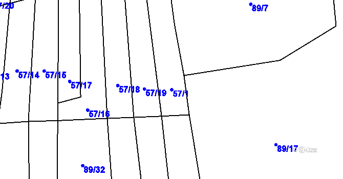 Parcela st. 57/1 v KÚ Hvozd u Manětína, Katastrální mapa