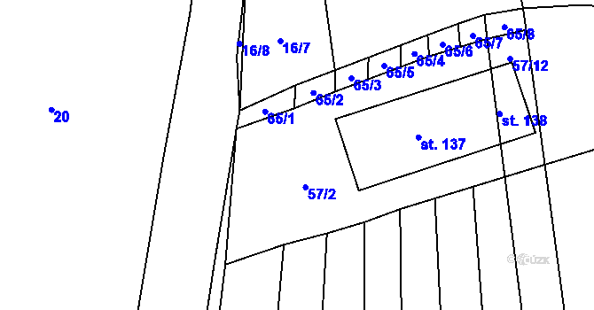 Parcela st. 57/3 v KÚ Hvozd u Manětína, Katastrální mapa