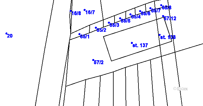 Parcela st. 57/4 v KÚ Hvozd u Manětína, Katastrální mapa
