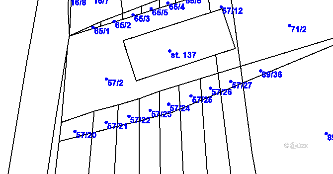 Parcela st. 57/5 v KÚ Hvozd u Manětína, Katastrální mapa