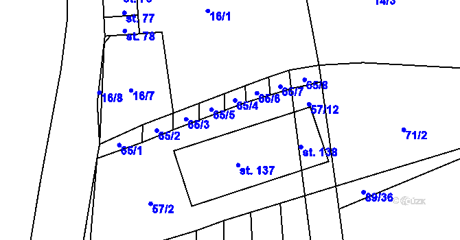 Parcela st. 57/6 v KÚ Hvozd u Manětína, Katastrální mapa