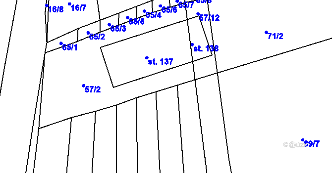 Parcela st. 57/9 v KÚ Hvozd u Manětína, Katastrální mapa