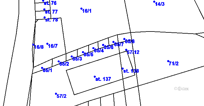 Parcela st. 57/10 v KÚ Hvozd u Manětína, Katastrální mapa
