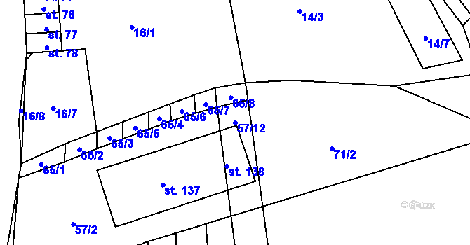 Parcela st. 57/12 v KÚ Hvozd u Manětína, Katastrální mapa