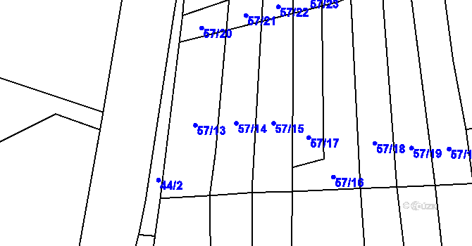 Parcela st. 57/14 v KÚ Hvozd u Manětína, Katastrální mapa