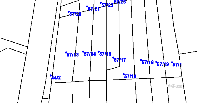Parcela st. 57/15 v KÚ Hvozd u Manětína, Katastrální mapa