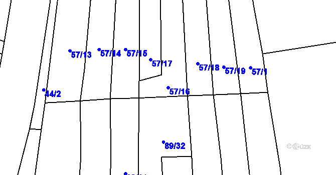 Parcela st. 57/16 v KÚ Hvozd u Manětína, Katastrální mapa
