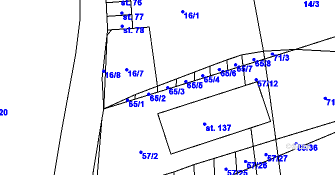 Parcela st. 65/3 v KÚ Hvozd u Manětína, Katastrální mapa