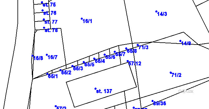 Parcela st. 65/6 v KÚ Hvozd u Manětína, Katastrální mapa