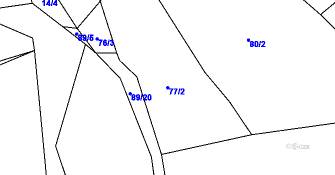Parcela st. 77/2 v KÚ Hvozd u Manětína, Katastrální mapa