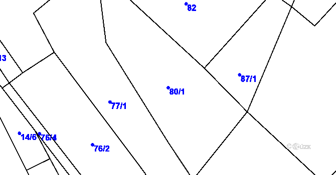 Parcela st. 80/1 v KÚ Hvozd u Manětína, Katastrální mapa