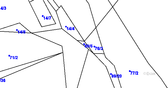 Parcela st. 89/5 v KÚ Hvozd u Manětína, Katastrální mapa