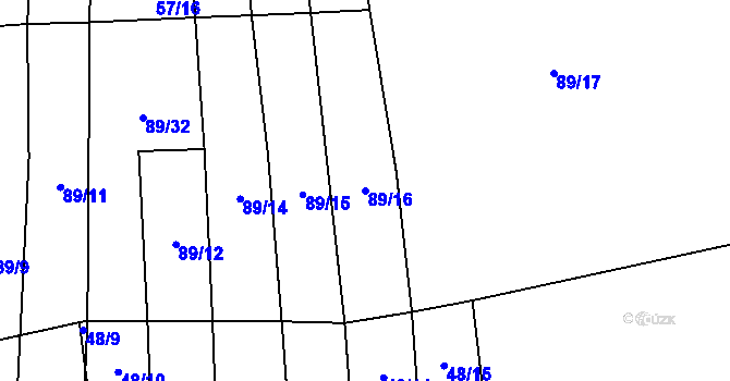 Parcela st. 89/16 v KÚ Hvozd u Manětína, Katastrální mapa