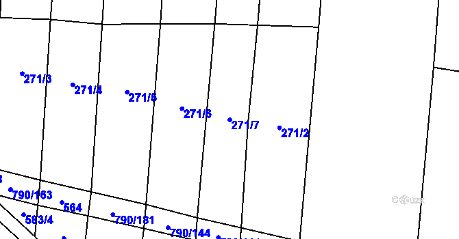 Parcela st. 271/7 v KÚ Hvozd u Manětína, Katastrální mapa
