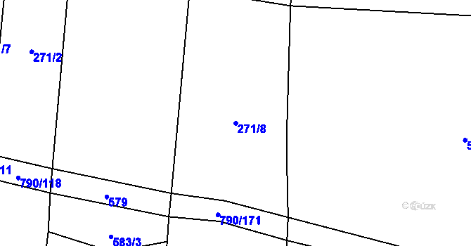 Parcela st. 271/8 v KÚ Hvozd u Manětína, Katastrální mapa