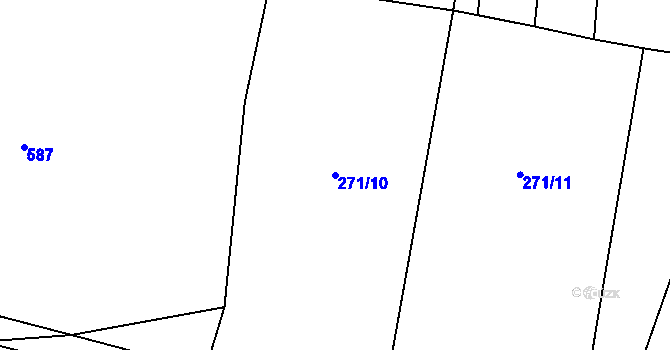 Parcela st. 271/10 v KÚ Hvozd u Manětína, Katastrální mapa
