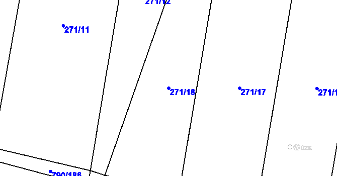 Parcela st. 271/18 v KÚ Hvozd u Manětína, Katastrální mapa
