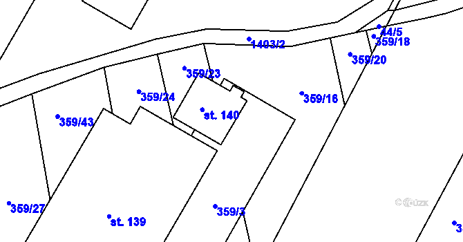 Parcela st. 359/4 v KÚ Hvozd u Manětína, Katastrální mapa