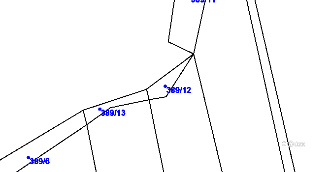 Parcela st. 389/12 v KÚ Hvozd u Manětína, Katastrální mapa