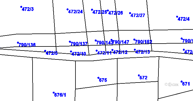 Parcela st. 472/11 v KÚ Hvozd u Manětína, Katastrální mapa