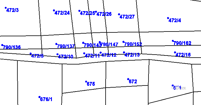 Parcela st. 472/12 v KÚ Hvozd u Manětína, Katastrální mapa