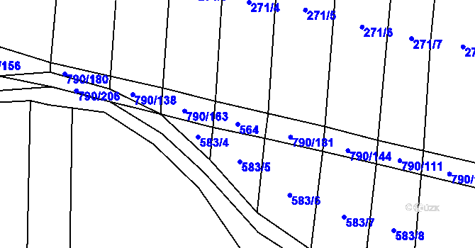 Parcela st. 564 v KÚ Hvozd u Manětína, Katastrální mapa