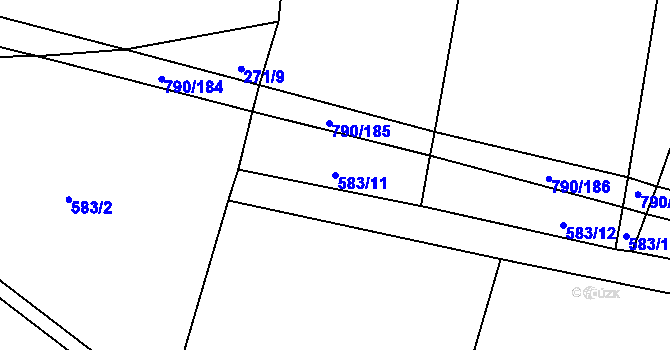 Parcela st. 583/11 v KÚ Hvozd u Manětína, Katastrální mapa