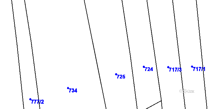 Parcela st. 725 v KÚ Hvozd u Manětína, Katastrální mapa
