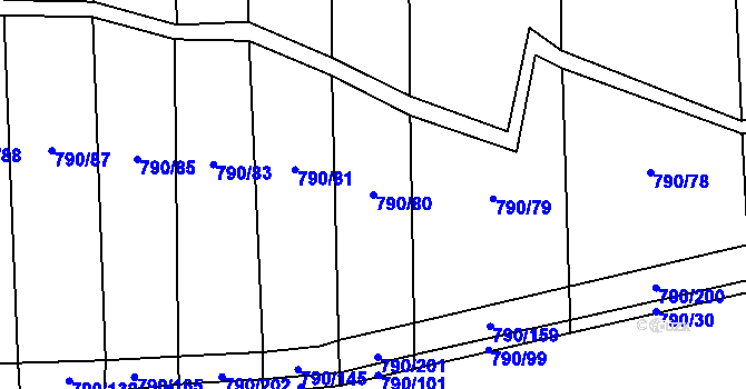 Parcela st. 790/80 v KÚ Hvozd u Manětína, Katastrální mapa