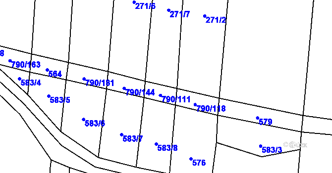 Parcela st. 790/111 v KÚ Hvozd u Manětína, Katastrální mapa