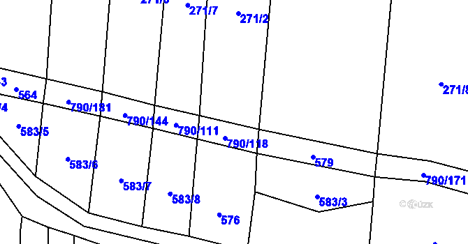 Parcela st. 790/118 v KÚ Hvozd u Manětína, Katastrální mapa