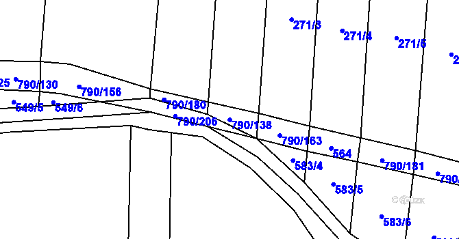 Parcela st. 790/138 v KÚ Hvozd u Manětína, Katastrální mapa