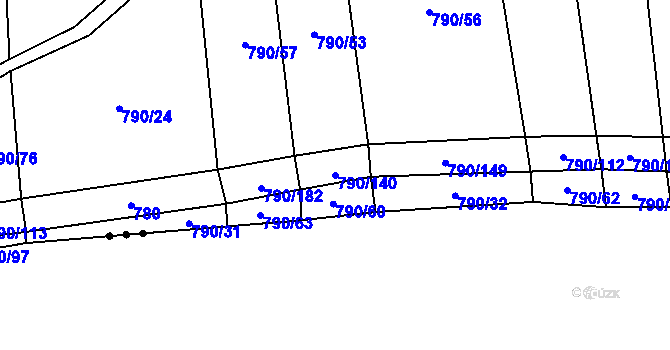 Parcela st. 790/140 v KÚ Hvozd u Manětína, Katastrální mapa