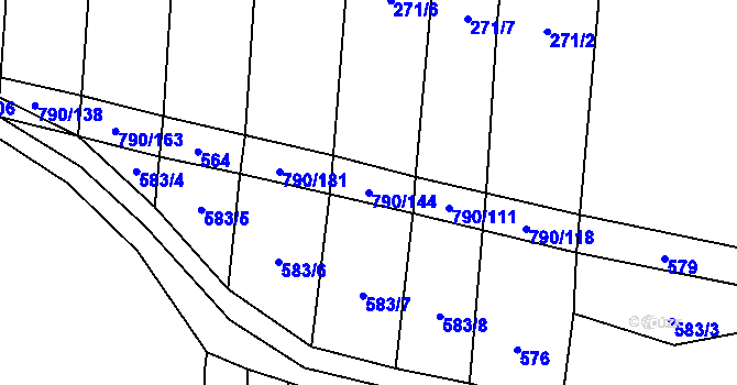 Parcela st. 790/144 v KÚ Hvozd u Manětína, Katastrální mapa