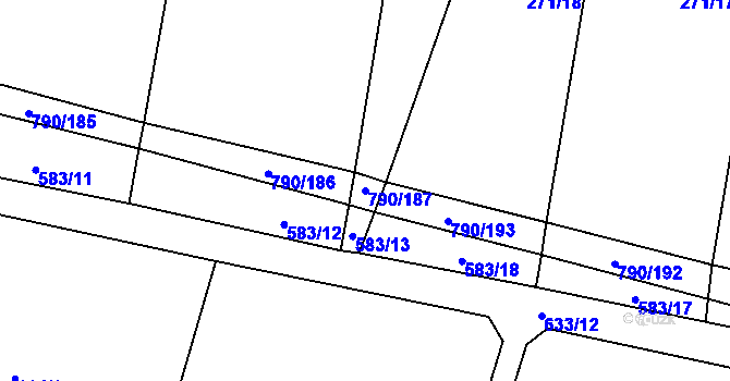 Parcela st. 790/187 v KÚ Hvozd u Manětína, Katastrální mapa