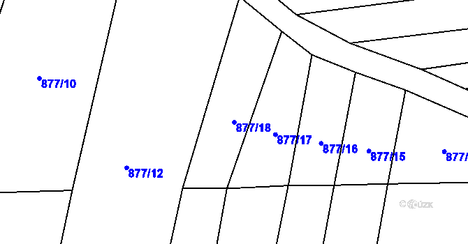 Parcela st. 877/18 v KÚ Hvozd u Manětína, Katastrální mapa
