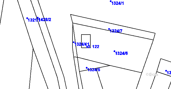 Parcela st. 122 v KÚ Hvozd u Manětína, Katastrální mapa