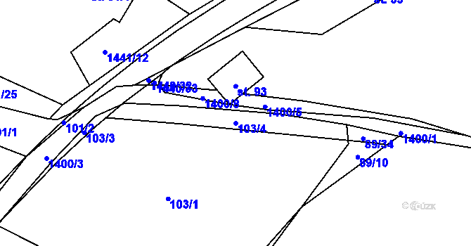 Parcela st. 103/4 v KÚ Hvozd u Manětína, Katastrální mapa