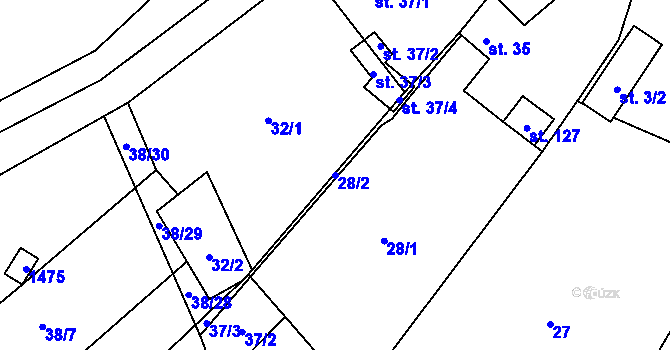 Parcela st. 28/2 v KÚ Hvozd u Manětína, Katastrální mapa