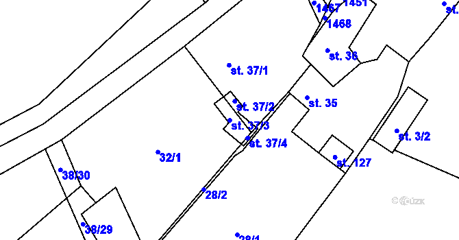 Parcela st. 37/3 v KÚ Hvozd u Manětína, Katastrální mapa