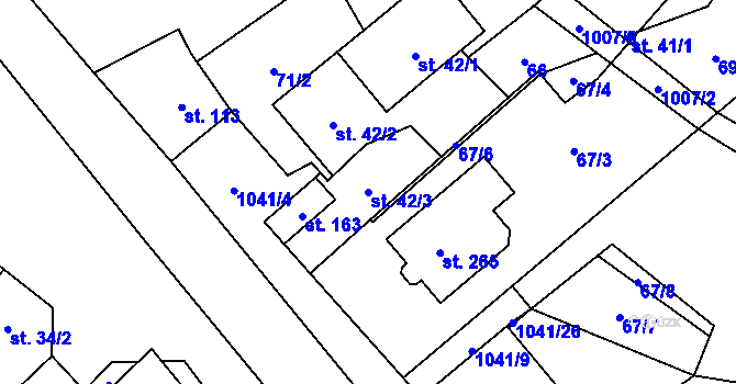 Parcela st. 42/3 v KÚ Hvozd u Konice, Katastrální mapa
