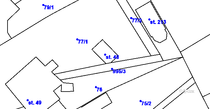 Parcela st. 48 v KÚ Hvozd u Konice, Katastrální mapa